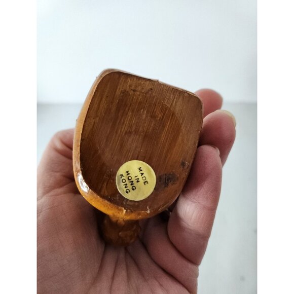 Vintage Hand Carved Wood Poodle Dog Figurine Statue Pink Eyes Mid Century Modern - Picture 8 of 10